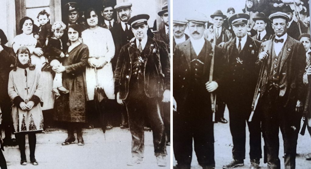 L'algutzir de Santa Coloma de Gramenet Antoni Cervera en diferents actes de servei: a la porta de l’Ajuntament, desfilant i amb el cos del Sometent (1925) 